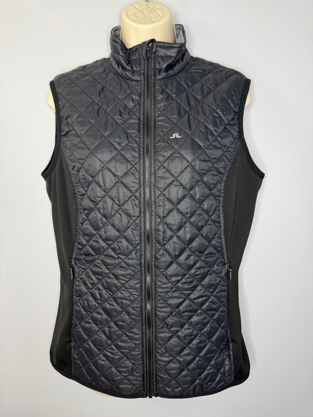 J .Lindeberg Women's Atna Hybrid Quilted Vest Pertex Black Sz L New